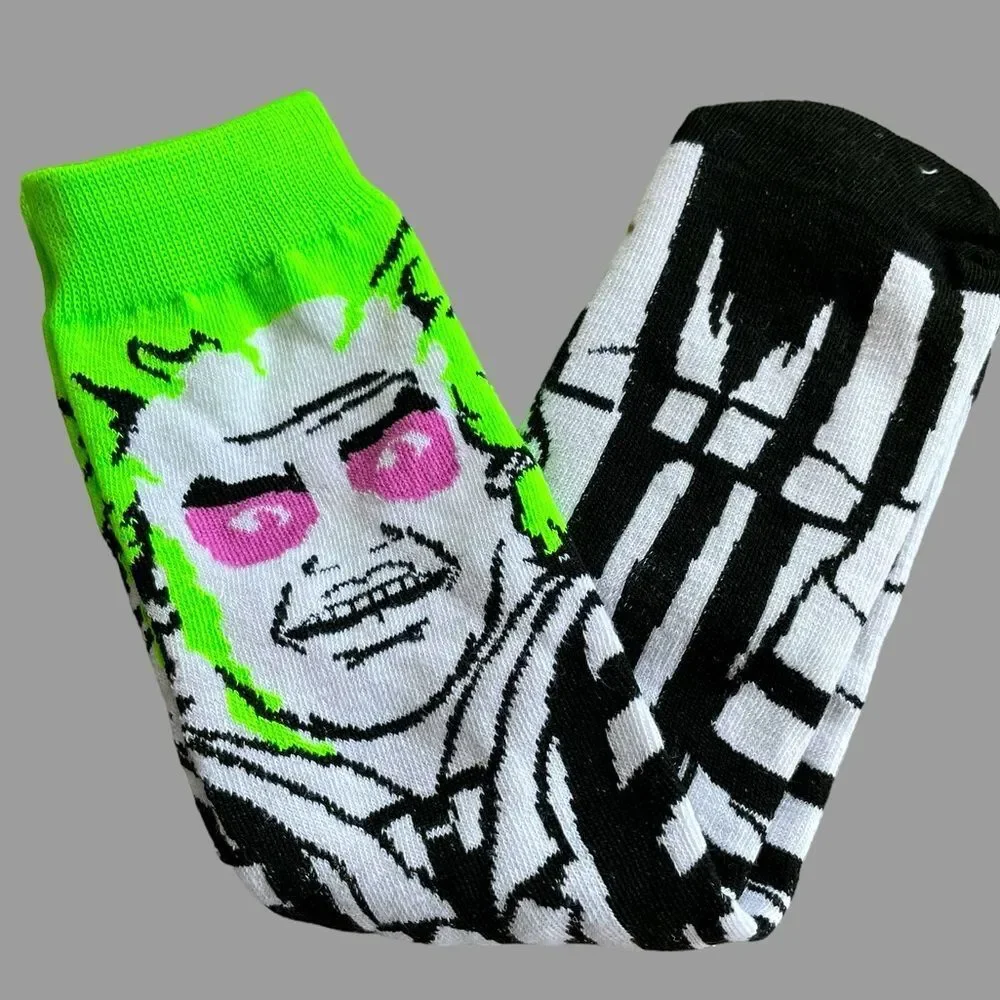 Beetlejuice Character Crew Socks Women’s 7-10 Halloween NWOT
